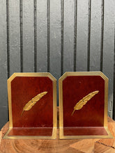 Load image into Gallery viewer, Pair of Feather Brass and Vinyl Bookends
