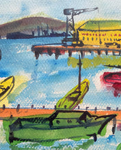 Load image into Gallery viewer, 1950s Docked Ships, Painting Framed
