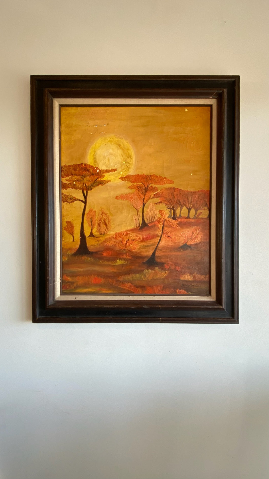 Vintage Sunset Landscape, Painting Framed