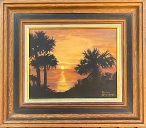 Tropical Sunset, Painting Framed