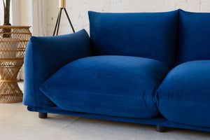 Miguel Two Seater Sofa in Deep Blue Velvet