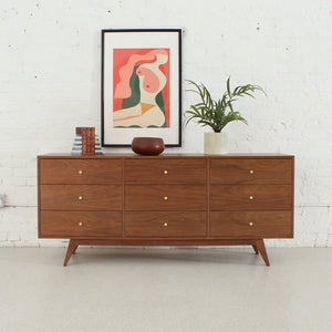 Hansen Nine Drawer Walnut Dresser