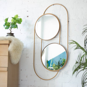 Gold Double Round Mirror