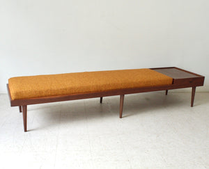 Walnut Long Bench Customizable Size in Mustard