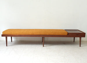 Walnut Long Bench Customizable Size in Mustard