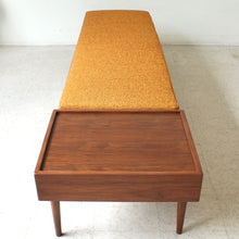 Load image into Gallery viewer, Walnut Long Bench Customizable Size in Mustard
