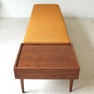 Walnut Long Bench Customizable Size in Mustard