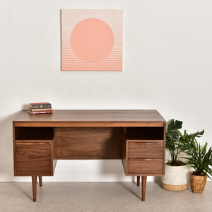 “Kurt” Walnut Floating Desk by Sunbeam