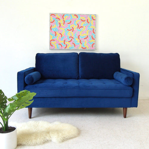 “Mimi” Deep Blue Velvet Loveseat