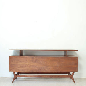 Scandinavian Walnut Credenza with Shelf