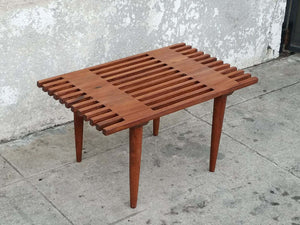 Short Wood Slat Bench