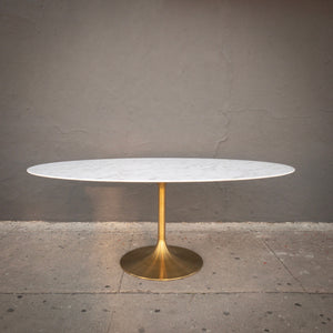 Oval Tulip Table with Gold Base (78L)