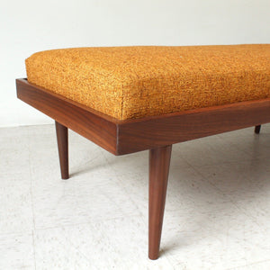 Walnut Long Bench Customizable Size in Mustard