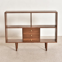 Load image into Gallery viewer, “Evoke” 3 Drawer Walnut Bookshelf
