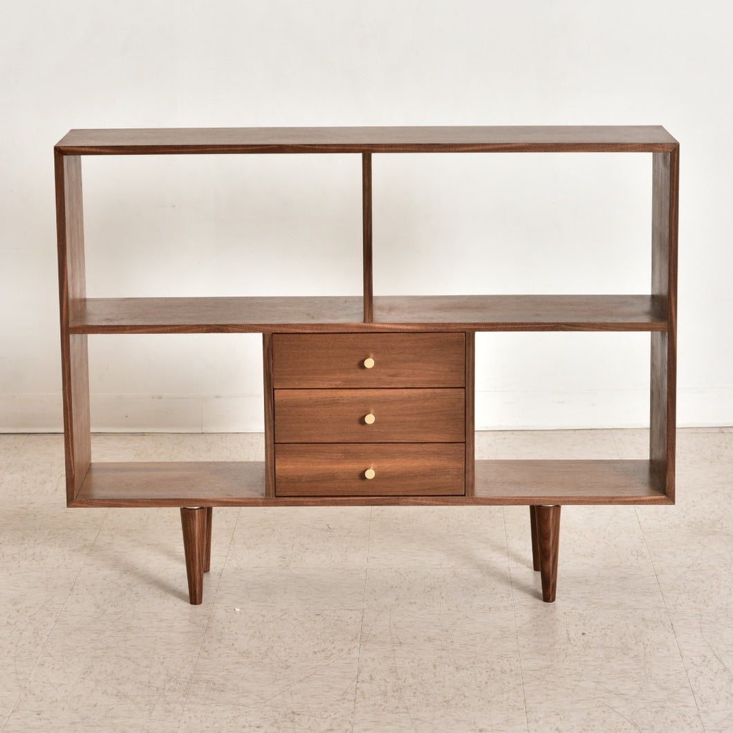 “Evoke” 3 Drawer Walnut Bookshelf