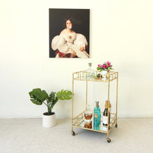 Load image into Gallery viewer, Tropicana Square Gold Bamboo Bar Cart Serving Cart
