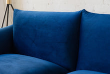 Load image into Gallery viewer, Miguel Two Seater Sofa in Deep Blue Velvet
