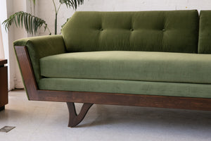 96" Desmond Walnut Framed Sofa in Olive Green