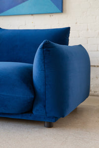 Miguel Two Seater Sofa in Deep Blue Velvet