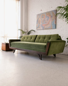 96" Desmond Walnut Framed Sofa in Olive Green