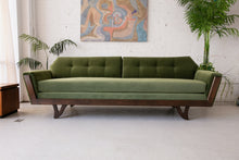 Load image into Gallery viewer, 96&quot; Desmond Walnut Framed Sofa in Olive Green
