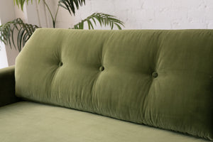 96" Desmond Walnut Framed Sofa in Olive Green