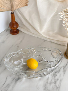 Vintage Cut Glass Oval Bowl