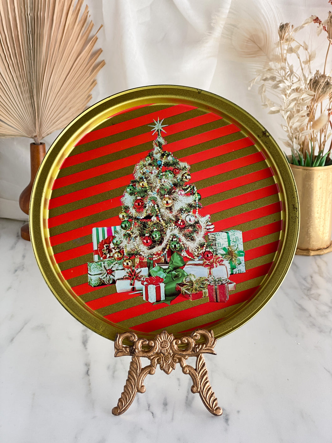 Vintage Christmas Metal Plate