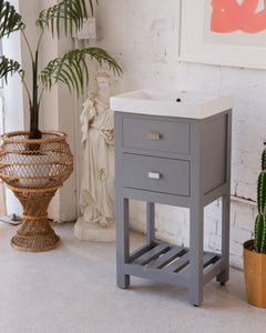 Grey Metal & Ceramic Bathroom Sink by Water Creation