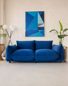 Miguel Two Seater Sofa in Deep Blue Velvet