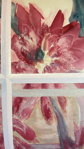 Vintage Flowers in the Window Painting, Frame