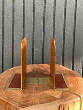 Load image into Gallery viewer, Pair of Feather Brass and Vinyl Bookends
