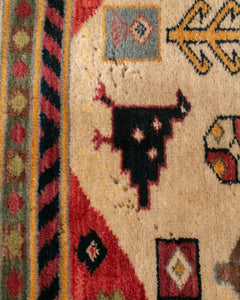 Olive Green Accents Vintage Rug