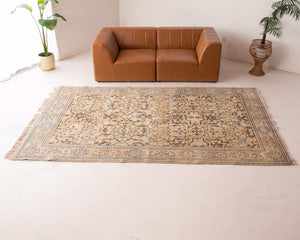 Blue Tan Persian Vintage Rug