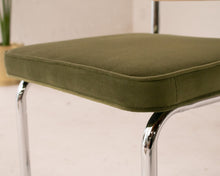 Load image into Gallery viewer, Blonde Cantilevered Chair with Green Velvet Seat
