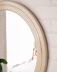 80s mauve and gold round mirror