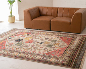 Olive Green Accents Vintage Rug