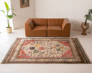 Olive Green Accents Vintage Rug