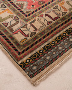 Olive Green Accents Vintage Rug