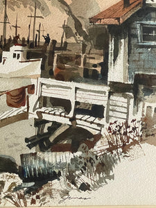 Watercolor Boats at Port