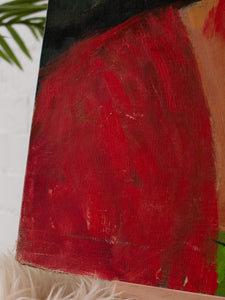 Original Oil Portrait Painting of Lady In Red