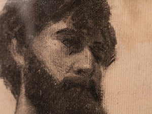 Charcoal Study of a Bearded Man By Emilio Lanz