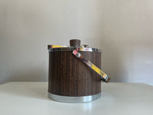 Load image into Gallery viewer, 60s Chrome and Walnut ice Bucket with Tongs
