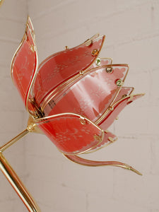 Pink Lotus Brass Floor Lamp