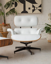 Load image into Gallery viewer, White Leather Chair with Ottoman
