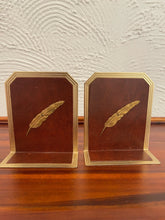 Load image into Gallery viewer, Pair of Feather Brass and Vinyl Bookends
