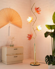 Load image into Gallery viewer, Pink Lotus Brass Floor Lamp
