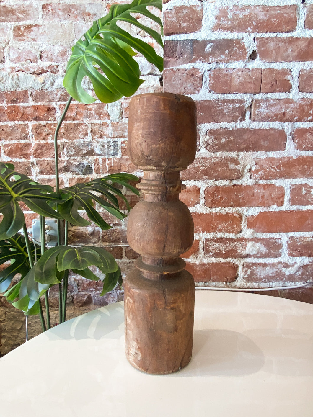 Vintage Extra Large Wooden Candle Holder