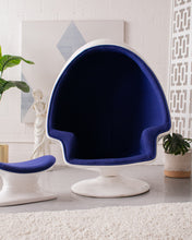 Load image into Gallery viewer, Royal Blue Space-age Swivel Chair with Ottoman
