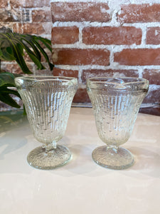 Pair of Jeannette Finlandia Tree Bark Dessert Glasses